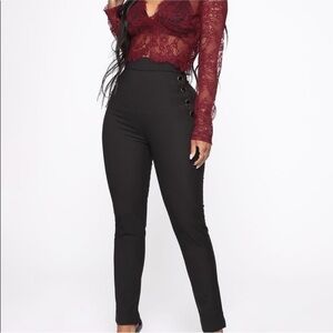 Fashion Nova Black Button-Detail Skinny Pants